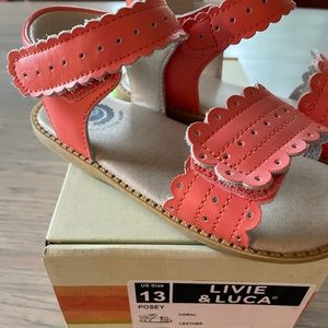 Livie & Luca coral Posey leather sandals size 13
